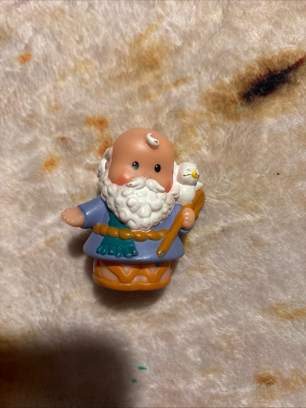 2002 Mattel Fisher Price Little People Noah White Beard Blue Robe Peace Dove